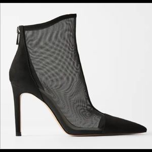 zara black mesh bootie heels